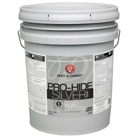 Pratt & Lambert ProHide Silver 5000 Z5300 Interior Paint, Flat, Linen White, 5 gal 0000Z5316-20